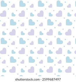 Blue and Ash hearts seamless vector pattern design
