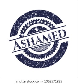 Blue Ashamed rubber grunge texture stamp