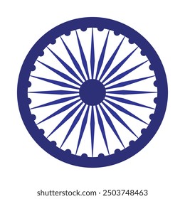 Blue Ashoka Chakra Vector Design, Middle Symbol of the Indian Flag.