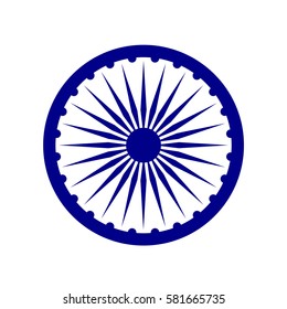 Blue Ashoka Chakra.filled with a white background, Indian symbol