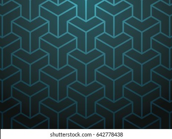 Blue asian trilateral pattern background vector