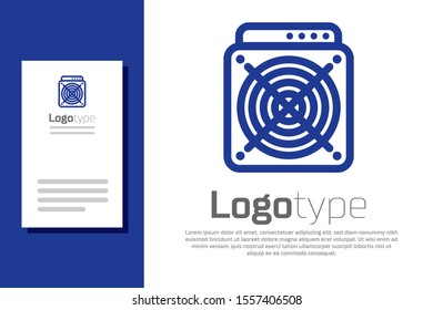 Blue ASIC Miner icon isolated on white background. Cryptocurrency mining equipment and hardware. Application specific integrated circuit. Logo design template element. Vector Illustration