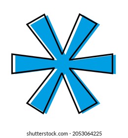 Blue asterisk icon. Computer design element. Communication symbol. Simple flat design. Vector illustration. Stock image. EPS 10.