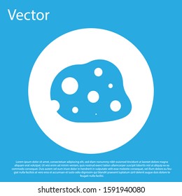 Blue Asteroid icon isolated on blue background. White circle button. Vector Illustration