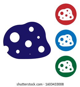 Blue Asteroid icon isolated on white background. Set color icons in circle buttons. Vector Illustration