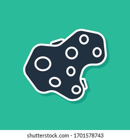Blue Asteroid icon isolated on green background.  Vector Illustration