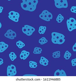 Blue Asteroid icon isolated seamless pattern on blue background.  Vector Illustration