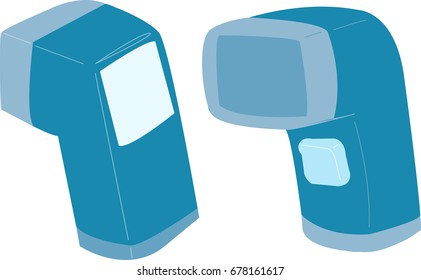 Blue asthma inhaler with blank label isolated on white background, isolated , vector