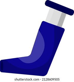 Blue Asthma inhaler, illustration, vector on a white background.