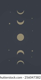 Blue Astrology Esoteric Lunar Aesthetic Trendy Mobile Phone Wallpaper Or Social Media Stories Vector Design