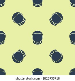 Blue Astronaut helmet icon isolated seamless pattern on yellow background.  Vector Illustration