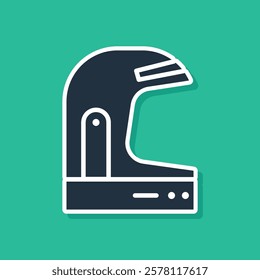 Blue Astronaut helmet icon isolated on green background.  Vector Illustration