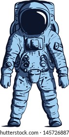 Blue astronaut on isolated background . Vector image