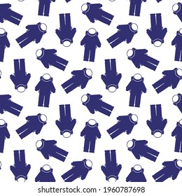 Blue astronauts isolated on white background. Cute monochrome seamless pattern. Vector simple flat graphic illustration. Texture.