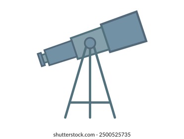 Blue astronomer telescope on white background