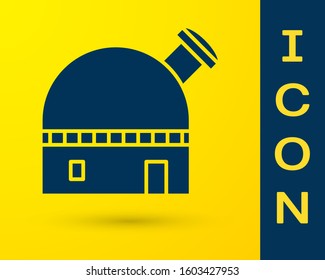 Blue Astronomical observatory icon isolated on yellow background.  Vector Illustration
