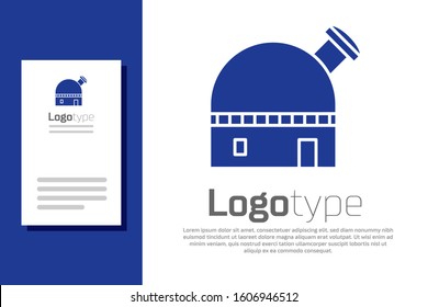 Blue Astronomical observatory icon isolated on white background. Logo design template element. Vector Illustration