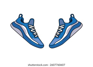 Blue athletic running shoes vector, great for sports, fitness, running, and healthy lifestyle visuals.