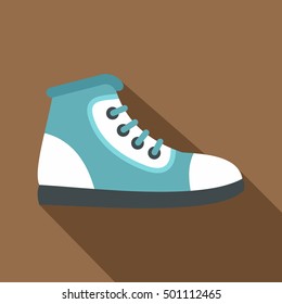 Blue athletic shoe icon. Flat illustration of athletic shoe vector icon for web