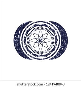 Blue atom icon inside rubber seal