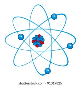 Blue Atom Isolated Over White Background Stock Vector (Royalty Free ...