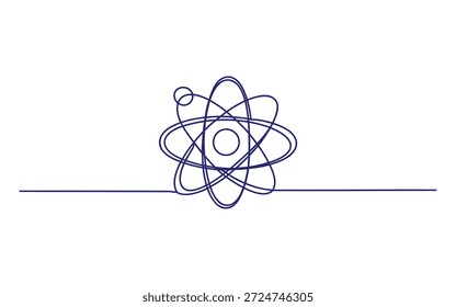 Símbolo de átomo azul com uma linha horizontal abaixo em um fundo branco