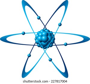 Blue Atom vector cartoon illustration