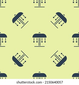 Blue Attraction carousel icon isolated seamless pattern on yellow background. Amusement park. Childrens entertainment playground, recreation park.  Vector