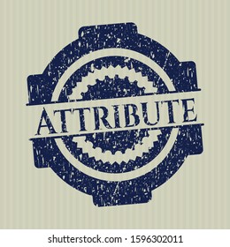 Blue Attribute distressed rubber stamp