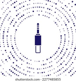 Blue Audio jack icon isolated on white background. Audio cable for connection sound equipment. Plug wire. Musical instrument. Abstract circle random dots. Vector