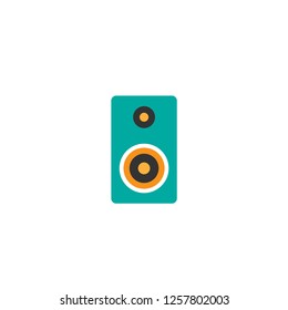 Blue audio loud speaker isolated on white background. Volume level.  Flat simple vector illustration. Music, listen, audio, studio, stereo icon
