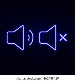 Blue Audio Speaker Volume Icon. Vector Illustration