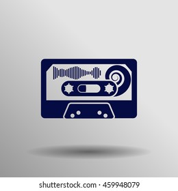 blue Audio tape icon button logo symbol concept high quality on the gray background