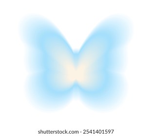 Icono de mariposa degradada de aura azul de 2000. Elemento de diseño borroso suave estético en estilo y2k. Ilustración vectorial 