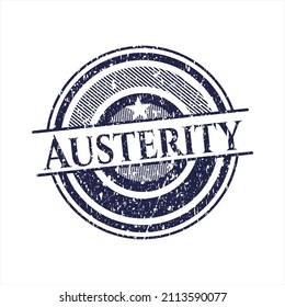 Blue Austerity rubber grunge texture seal. 