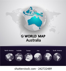 Blue Australia World Map vector illustration