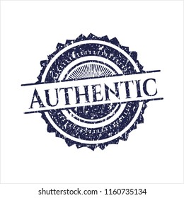 Blue Authentic distressed rubber grunge stamp