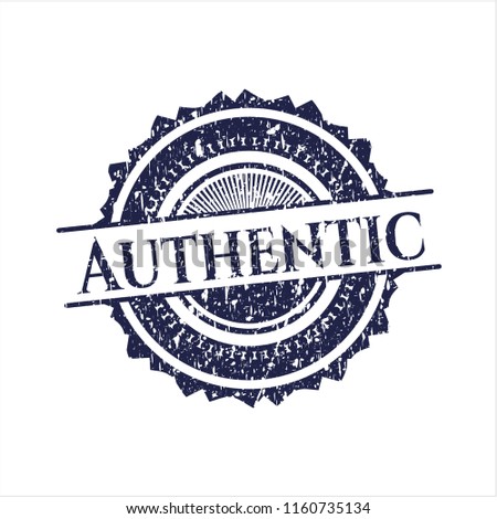 Blue Authentic distressed rubber grunge stamp