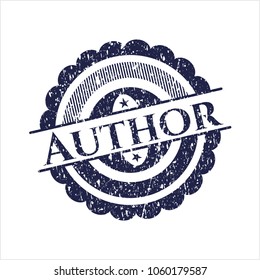 Blue Author distress rubber stamp with grunge texture