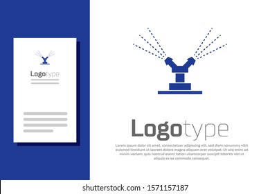 Blue Automatic irrigation sprinklers icon isolated on white background. Watering equipment. Garden element. Spray gun icon. Logo design template element. Vector Illustration