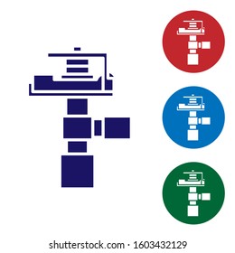 Blue Automatic irrigation sprinklers icon isolated on white background. Watering equipment. Garden element. Spray gun icon. Set color icons in circle buttons. Vector Illustration