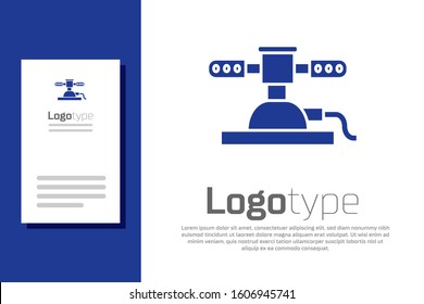 Blue Automatic irrigation sprinklers icon isolated on white background. Watering equipment. Garden element. Spray gun icon. Logo design template element. Vector Illustration