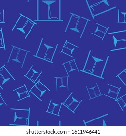 Blue Automatic irrigation sprinklers icon isolated seamless pattern on blue background. Watering equipment. Garden element. Spray gun icon.  Vector Illustration