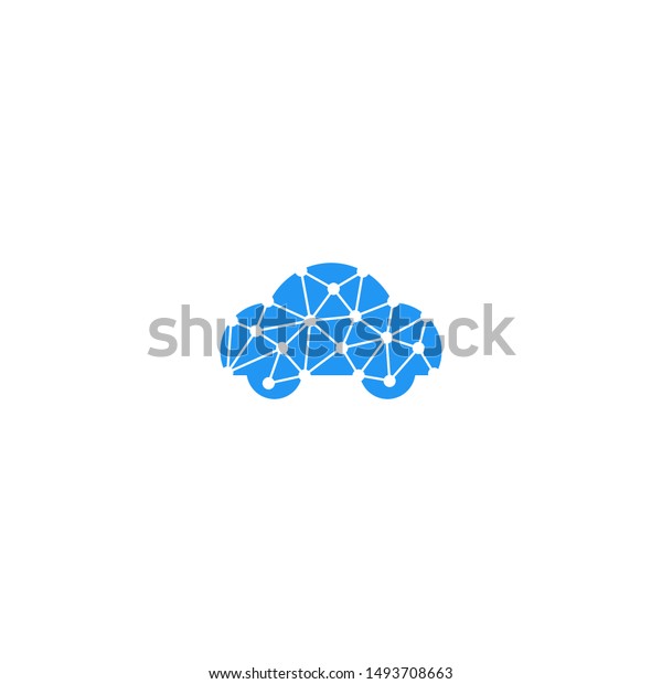 Blue Automotive Car with Computer Circuit Network\
Lines Connected Link, IOT Internet of Things, Blockchain Cloud\
Technology Logo Design\
Vector