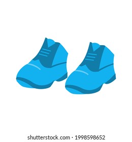 Blue autumn boots Flat vector icon illustration