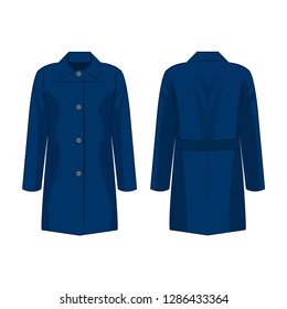 Blue autumn coat isolated vector on the white background