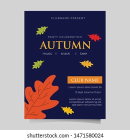 Blue Autumn Flyer with maple leaf design