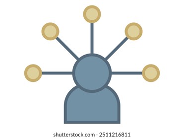 Blue avatar with yellow circle representing various options
