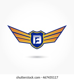 blue aviation logo with gradient wings
