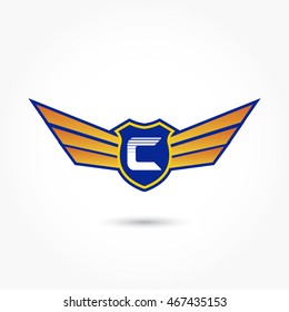 blue aviation logo with gradient wings